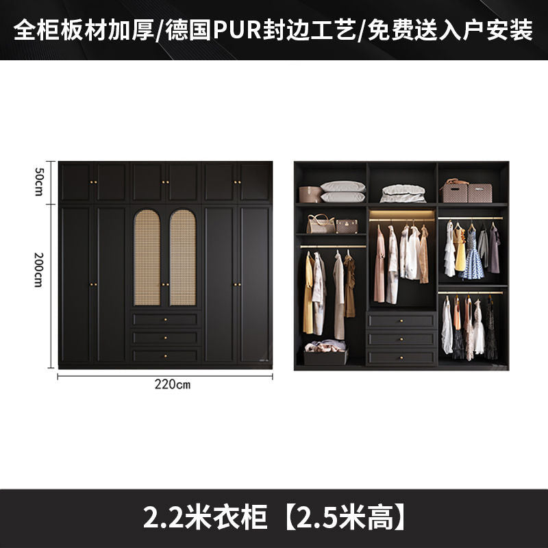 Vintage Style Wardrobe Black Cabinet Wardrobe for Home Bedroom Small Apartment Modern Simple Side Cabinet Top Cabinet Furniture Wardrobe