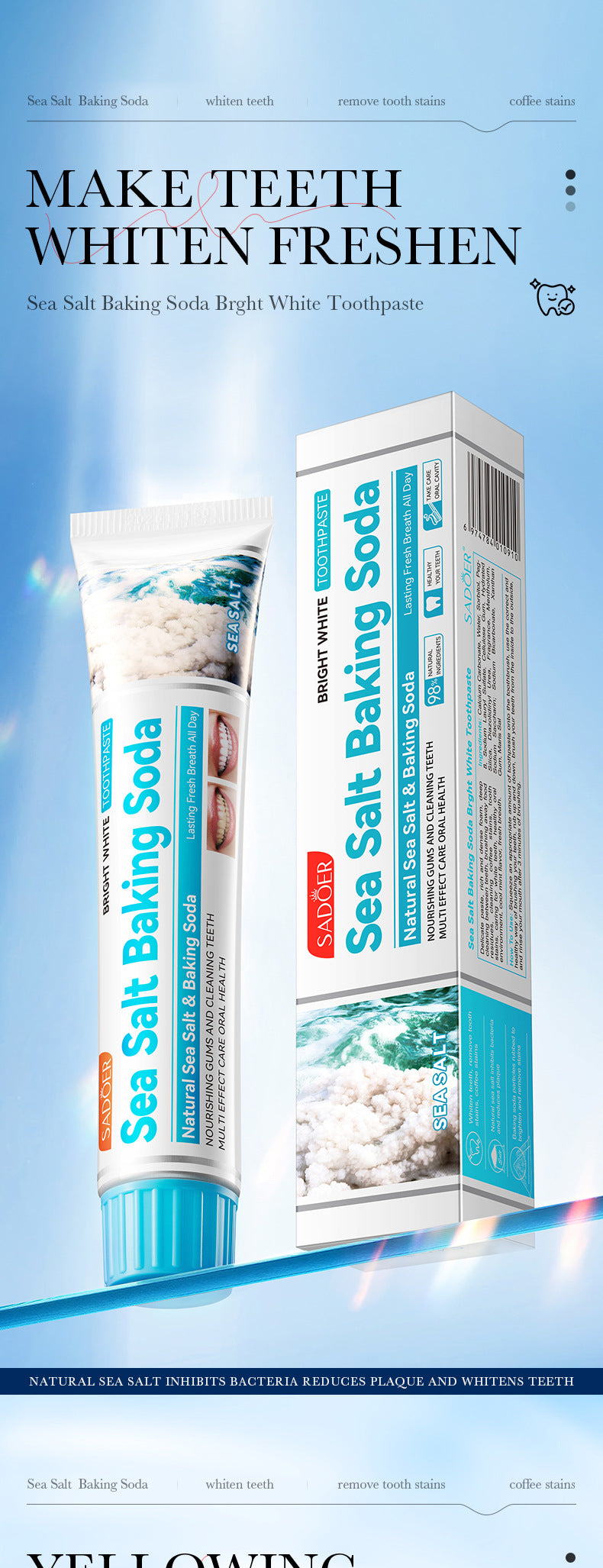 Full English Mint Toothpaste100gSADOER Propolis Sea Salt Ginger Cleans Tartar Strengthens Teeth  Wholesale