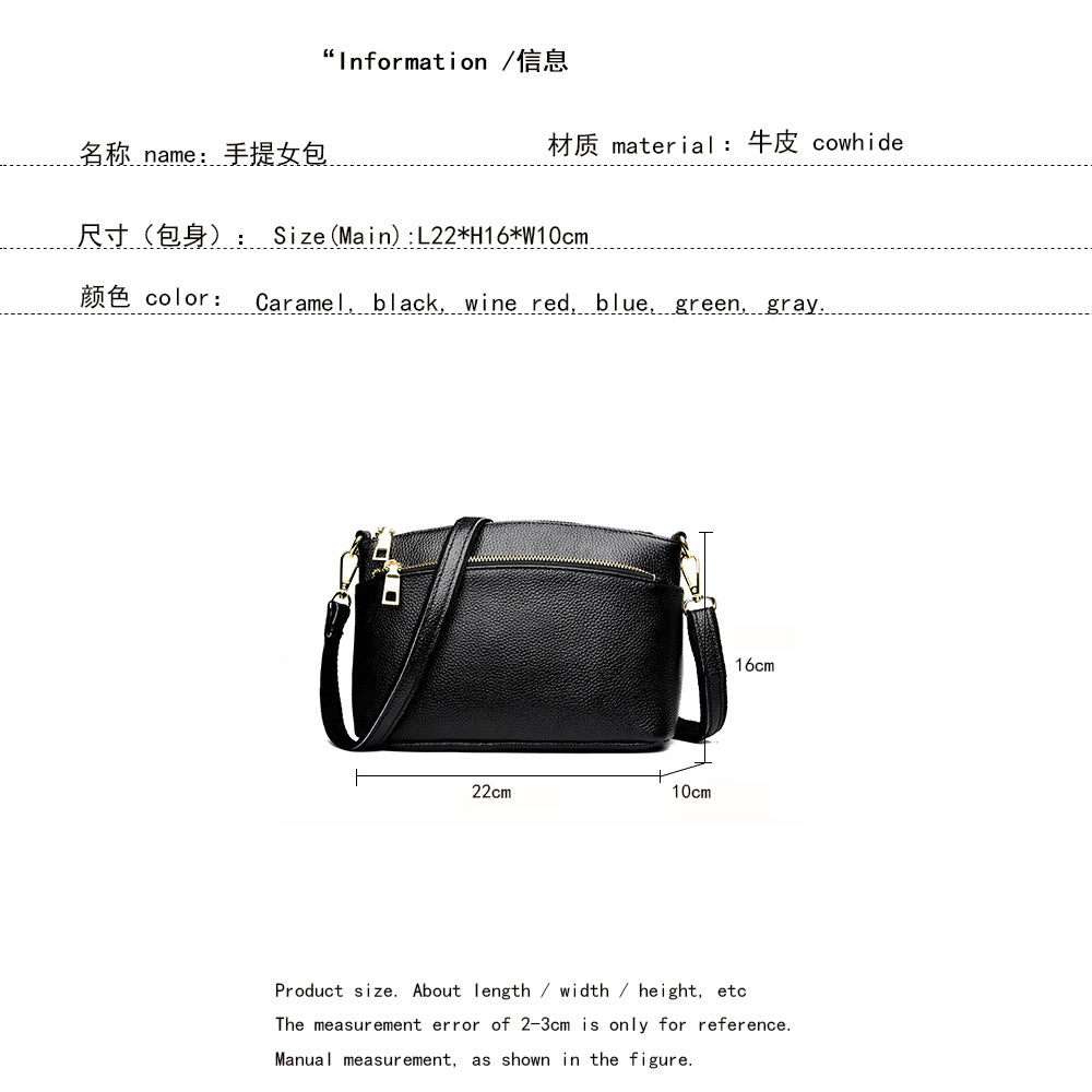 Guangzhou Shiling Genuine Leather Women's Bag for Middle-aged Moms, Small Square Bag, Top Layer Cowhide, Single Shoulder Crossbody Bag, Versatile