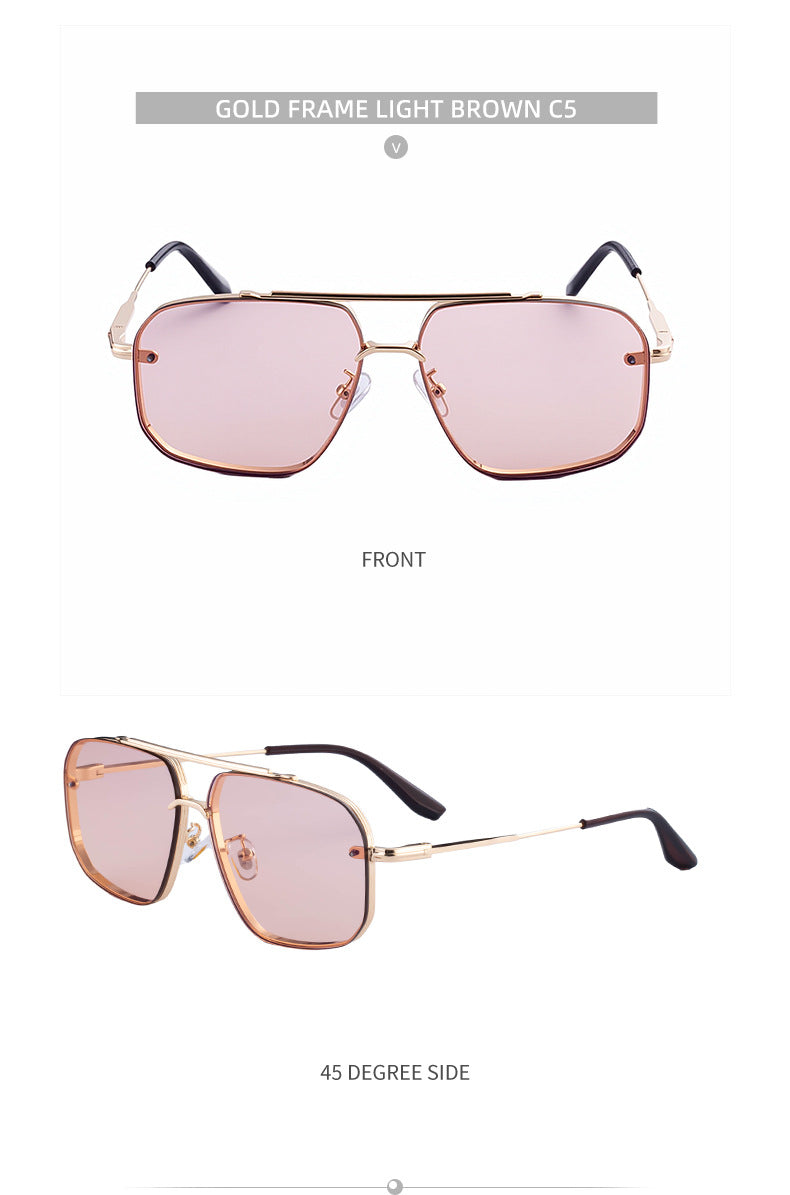 2025New European and American Fashion Square Frame Sunglasses for Men High-End Frameless Sunglasses Men Trendy Sun Protection shades