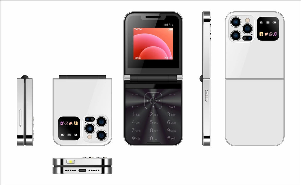 i15 pro Dual SIM Mobile Non-Smartphone Flip Phone with Buttons for Seniors2G Mobile Phone