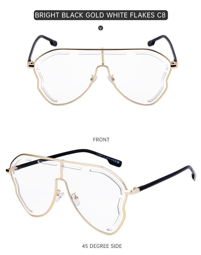 European and American Fashion Large Frame Sunglasses for Women, High-End Unique One-Piece Sunglasses, Trendy Wholesale sunglasses