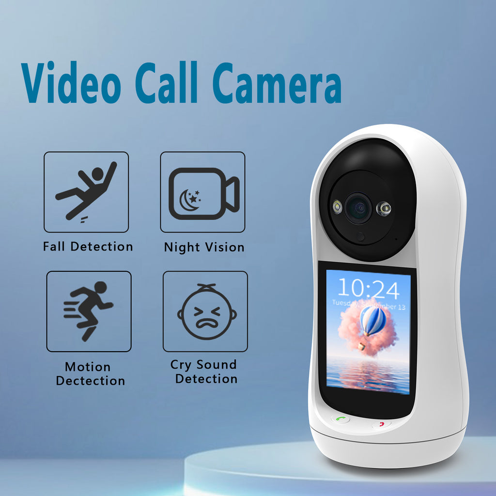 Smart Surveillance Camera with Visual Two-Way Video Call, One-Key Call, Screen, Home Baby Monitor, Infrared