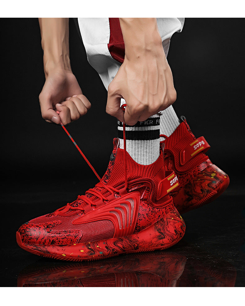 2025New National Fashion Casual Shoes Breathable Mesh Patchwork Men's Shoes Thick Sole Height Increasing Non-Slip Wear-Resistant Sports Shoes