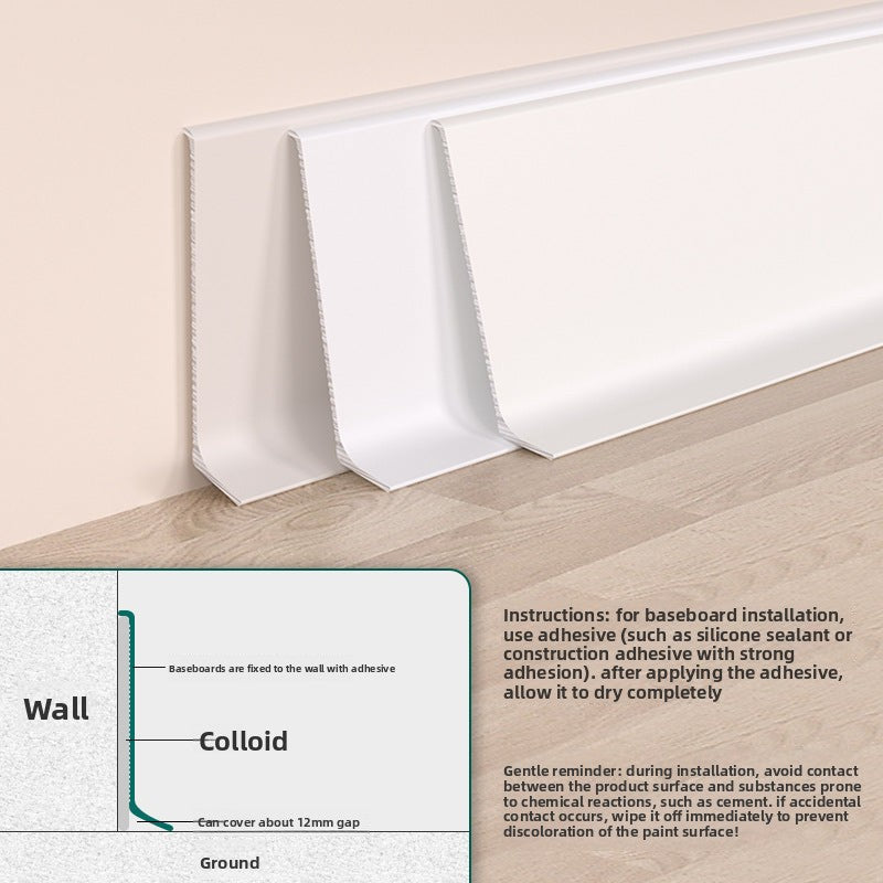 Aluminum alloy self-adhesive skirting board in cream style6cm Diamond-patterned white skirting line8Centimeter skin white metal baseboard