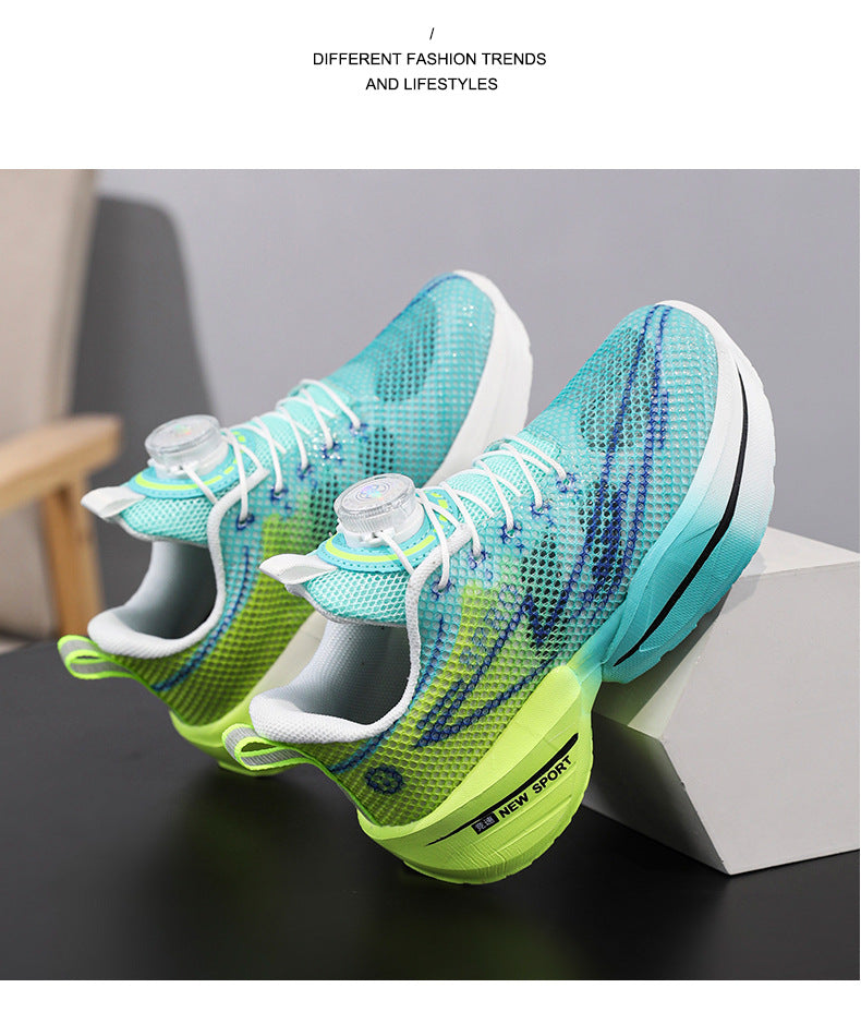 Red Rabbit Breathable Mesh Children's Rotating Buckle Trendy Shoes Boys' Non-Slip Wear-Resistant Sports Shoes Girls' Casual Mesh Running Shoes