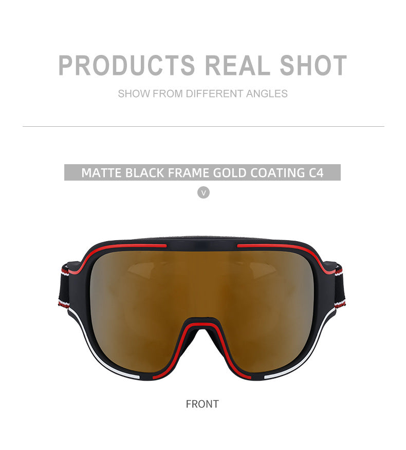 Fashion Large Frame Integrated Sunglasses for Women Trendy Sports Outdoor Cycling Windproof Coldproof Anti-fog Ski Goggles for Men