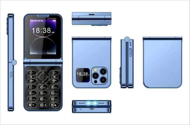 Hot Selling Exquisite Appearance Mini Folding Feature Phone Flip Cover Elderly Button Phone Pocket Phone