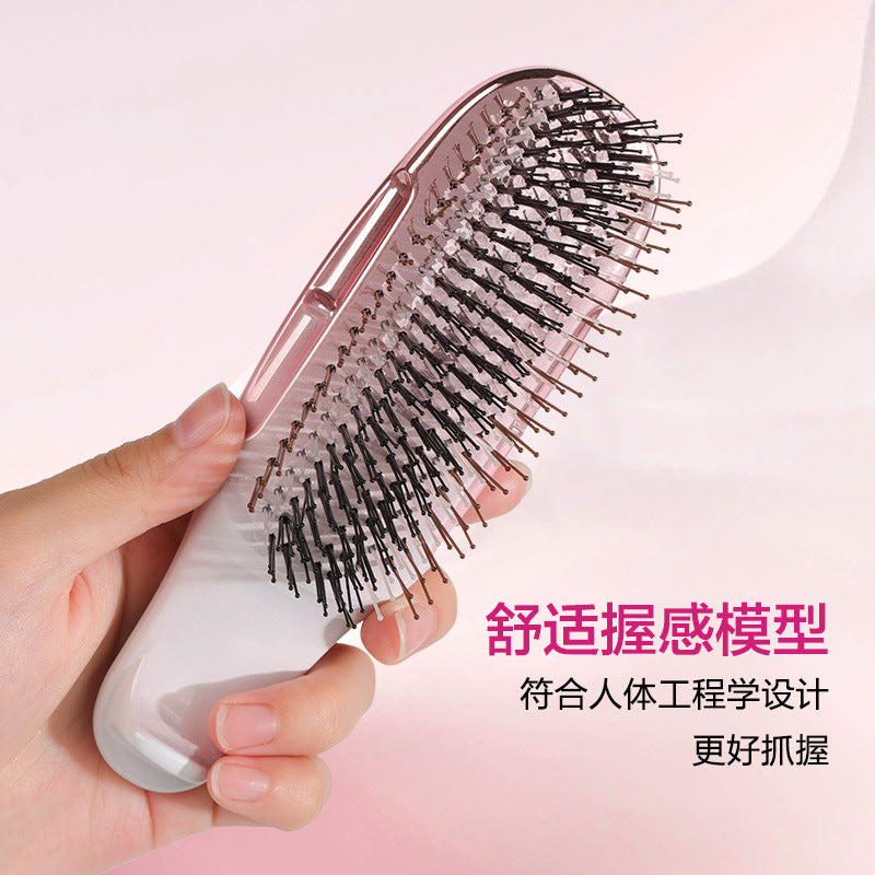 Cross-Border Electroplated Meridian Massage Comb Round Bead Three-Stage Comb Teeth Smooth Hair Anti-Tangle Dry and Wet Dual-Use Fine Needle Portable Comb