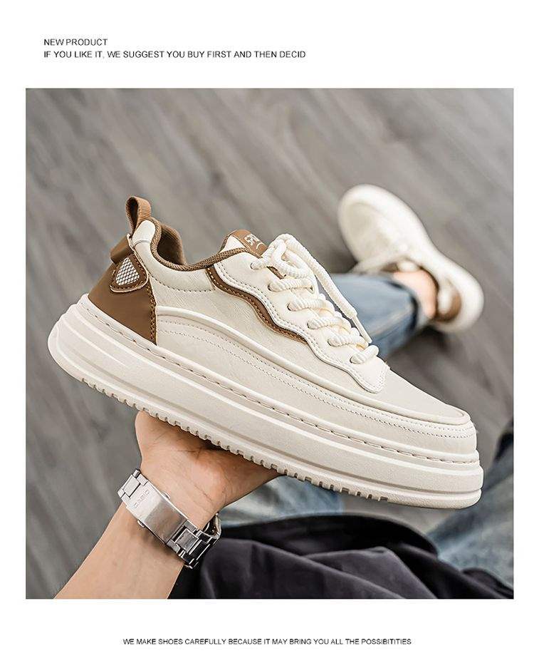 Men's Shoes2025Summer New Breathable Versatile Low-Top Casual Sneakers Men's Leather Waterproof Sports White Trendy Shoes