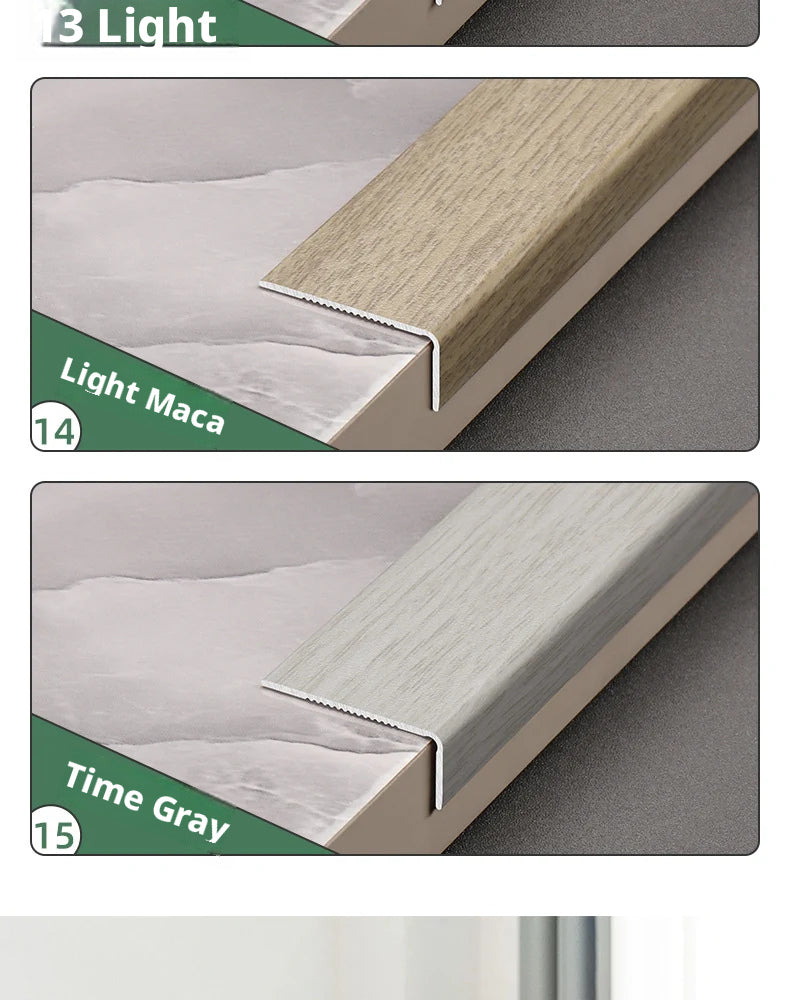 Aluminum alloy wood grain L Wooden flooring trim edge strip corner protector7Right-angle edge trim with buckle strips for threshold decoration