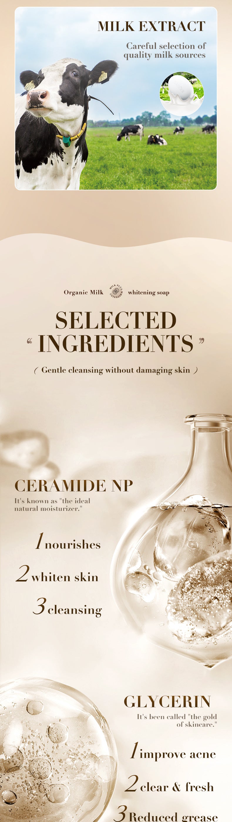 SADOER 牛奶保湿皂 100克 通用手工皂 身体清洁 跨境批发