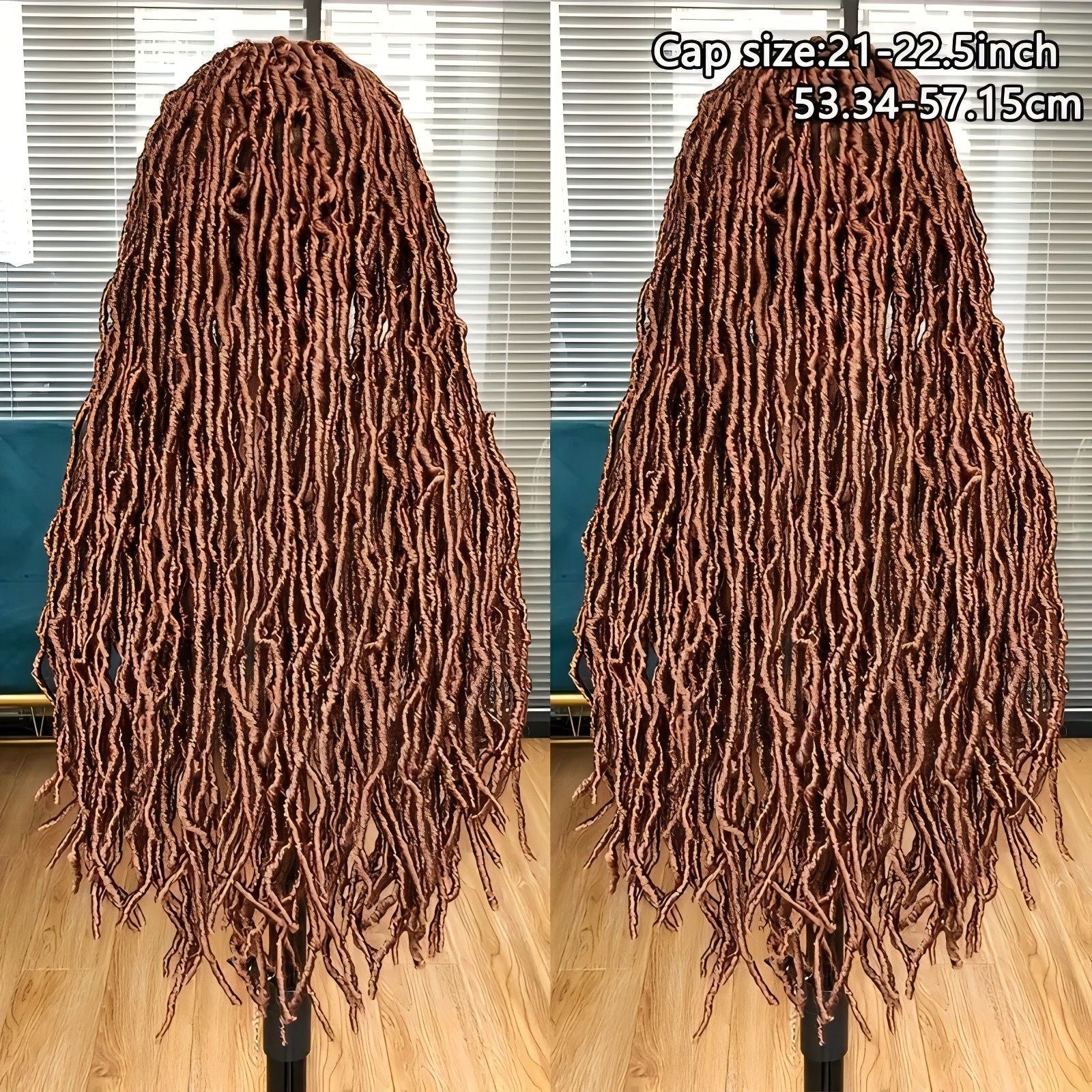 Foreign Trade Cross-Border European American African Wig Synthetic Full Lace Earthworm Curved Head Wig Faux Locs Full Lace
