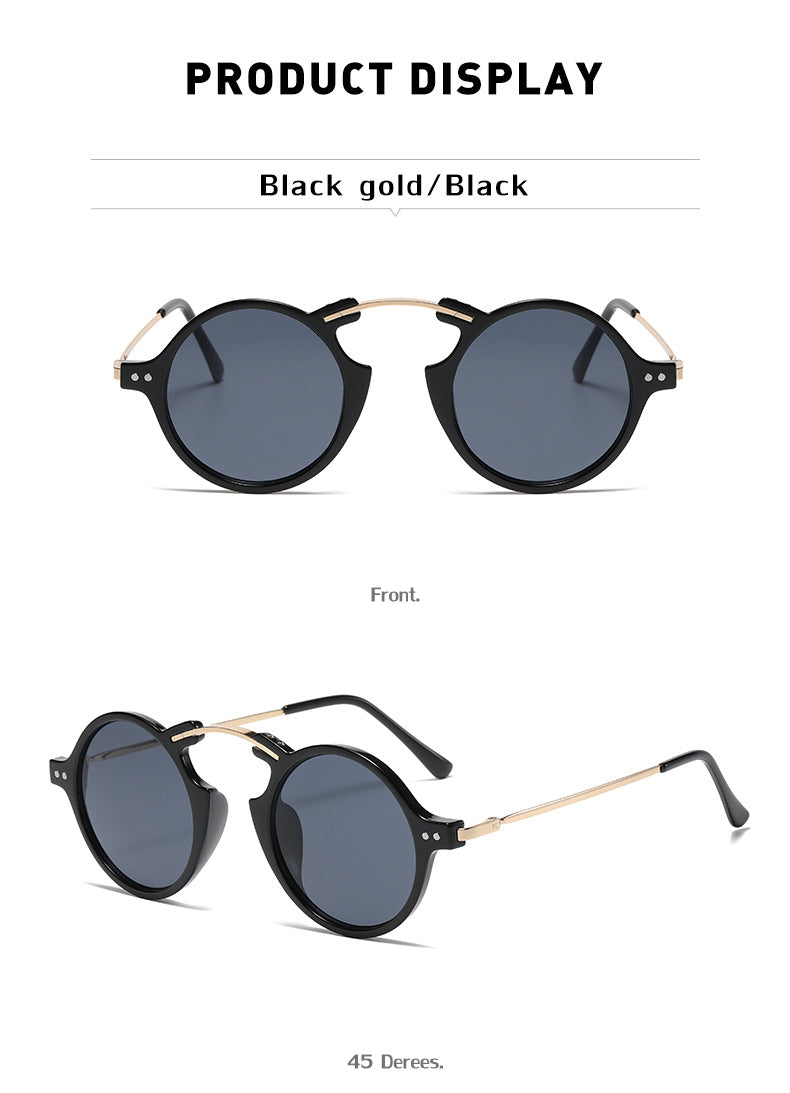Steampunk Small Frame Sunglasses for Women, European and American Trendy Round Frame Sunglasses, Unique Street Style Glasses for Women sunglasses