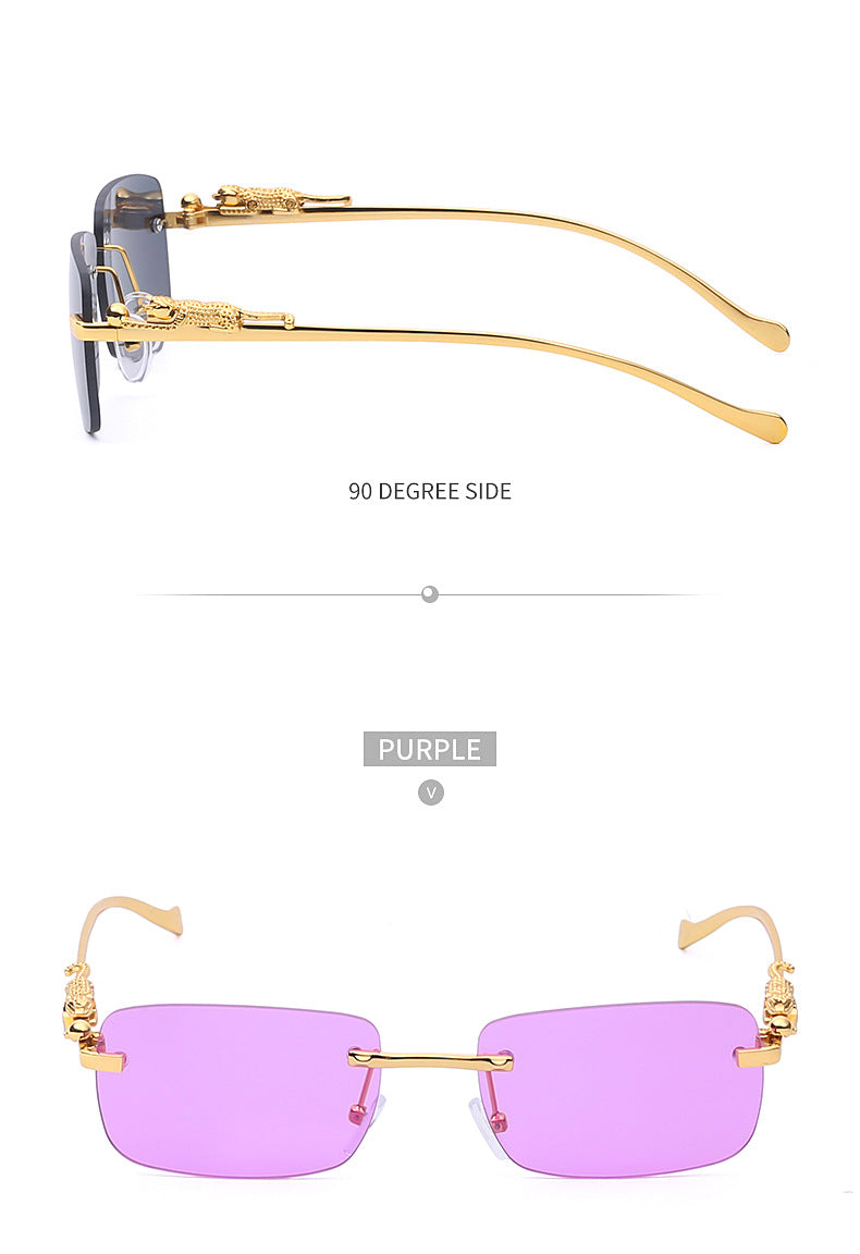 New Fashion Small Frame Square Sunglasses Men's Sunglasses Women's European and American Trendy Rimless Sunglasses Men