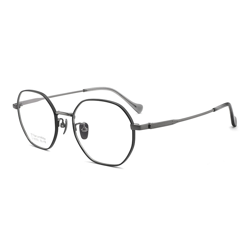 New Pure Titanium Thick Edge Glasses Frame Fashionable Polygonal Unisex Student Glasses Frame Metal Frame Dark Square Frame