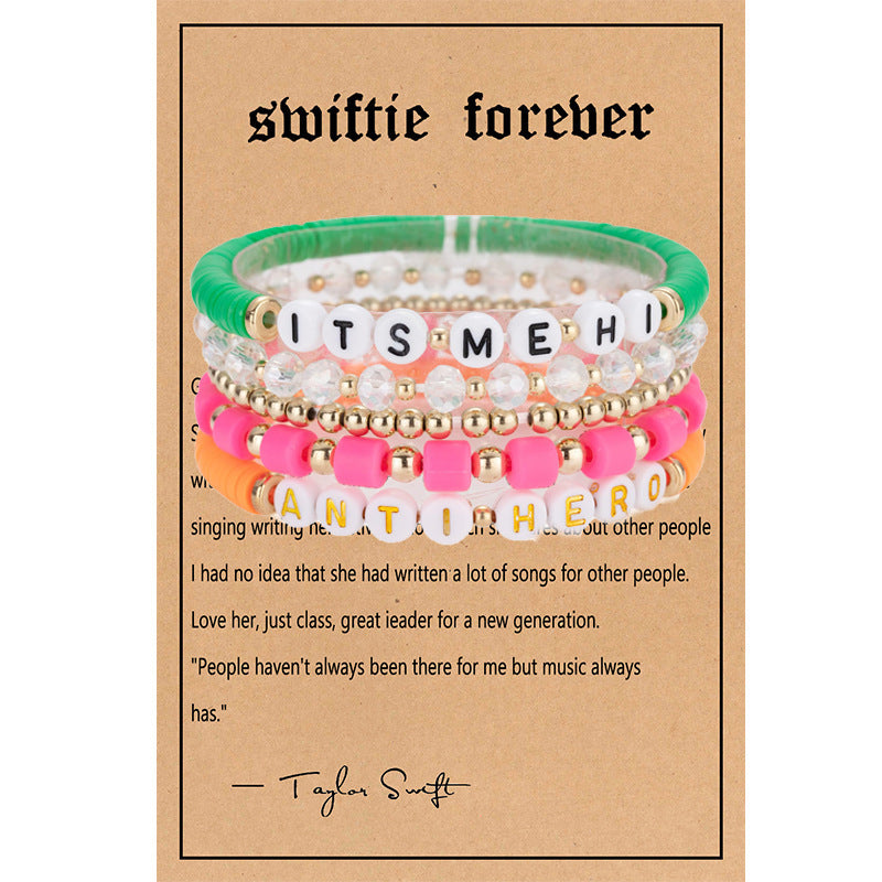 Taylor Music Jewelry Bracelet for Women Versatile High-End Bohemian Accessories SWIFTIE Alphabet Soft Clay Bracelet
