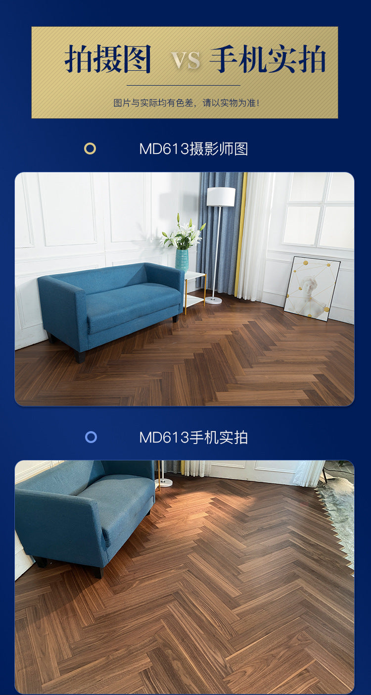 In-stock wholesale with on-site installation Herringbone Locking Floor Heating New Three-Layer Solid Wood Flooring Oak Black Walnut Flooring