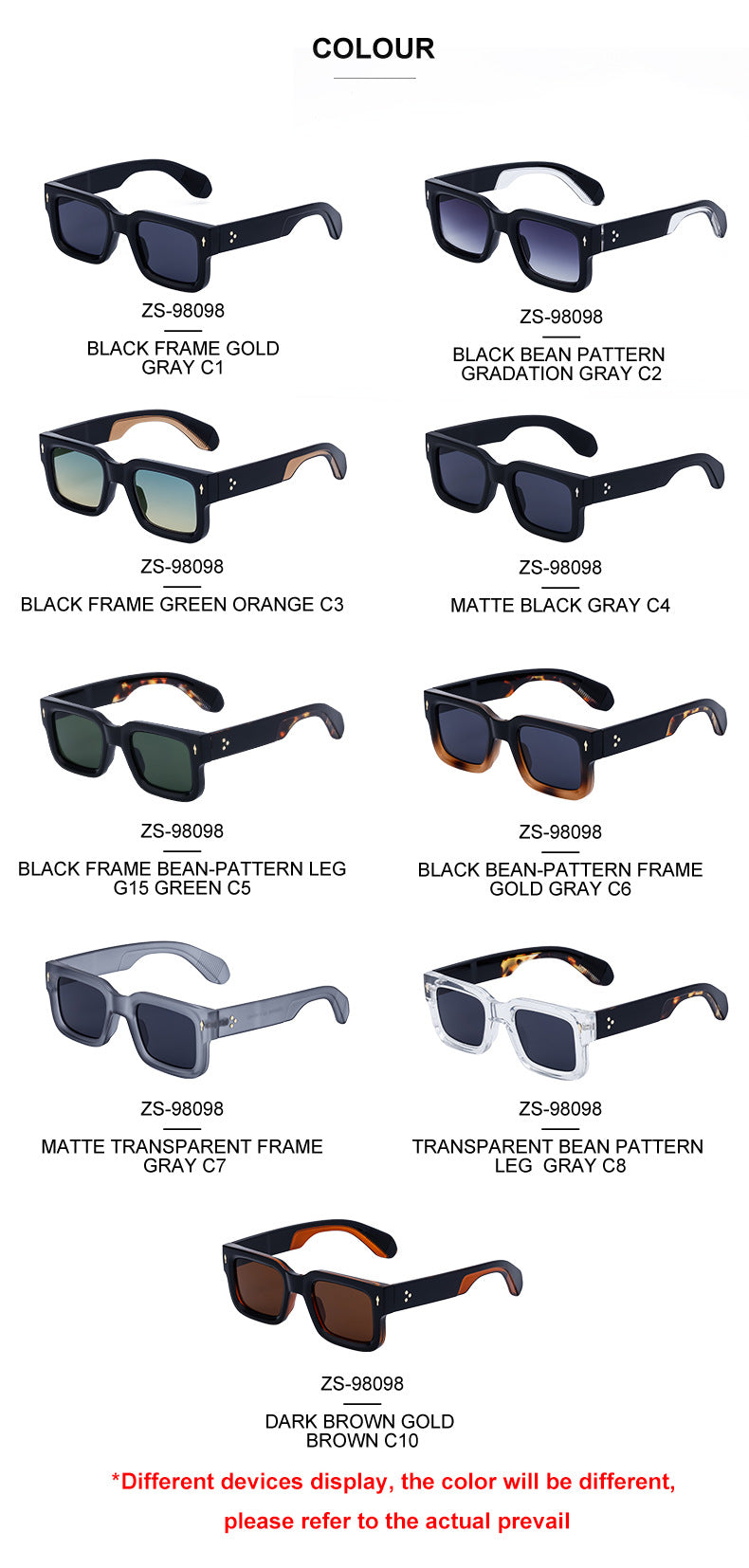 2025New Retro Square Frame Sunglasses for Men High-End European and American Retro Sunglasses Men's Trend sunglasses