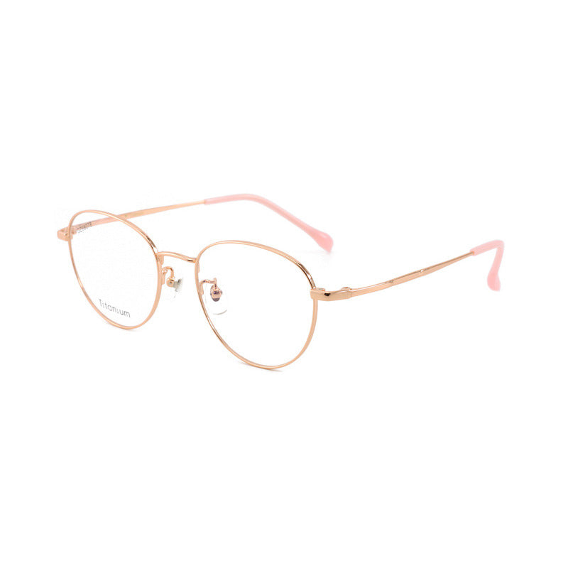 New Vintage Half Titanium Eyeglass Frame Fashion Two-tone Electroplated Round Glasses Frame Light Luxury Metal Frame