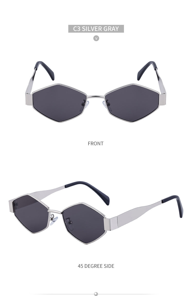 European and American Fashion Irregular Metal Sunglasses for Women Trendy Personality Wide Temple Sunglasses Wholesale sunglass