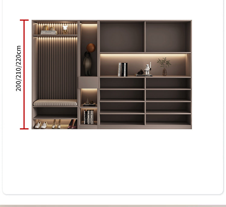 Custom Entryway Wall-Mounted Shoe Cabinet Home Doorway Entryway Cabinet Integrated Entryway with Door Cream Solid Wood High Cabinet