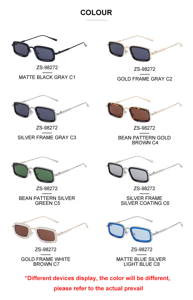 Square Small Frame Sunglasses for Women with Letter Print, Personalized European and American Retro High-End Feel ins Fashion Sunglasses for Women Trendy Glasses