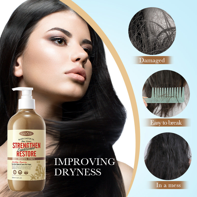 Black Castor Oil Conditioner SADOER Nourishing, Repairing and Improving Frizz Hair Care Solution Cross-Border Wholesale