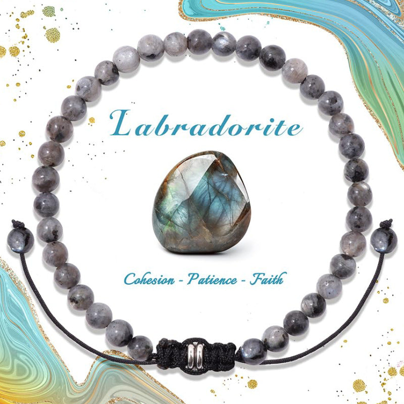 Natural Stone Crystal Beaded Bracelet4/6/8mm Chalcedony Turquoise Stretch Bracelet Lapis Tiger Eye Braided Bracelet