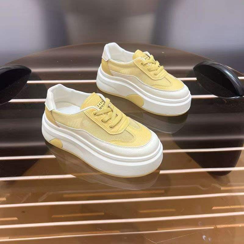 Light Luxury White Sneakers2025New summer breathable thick-soled height-increasing versatile casual lightweight sports sneakers