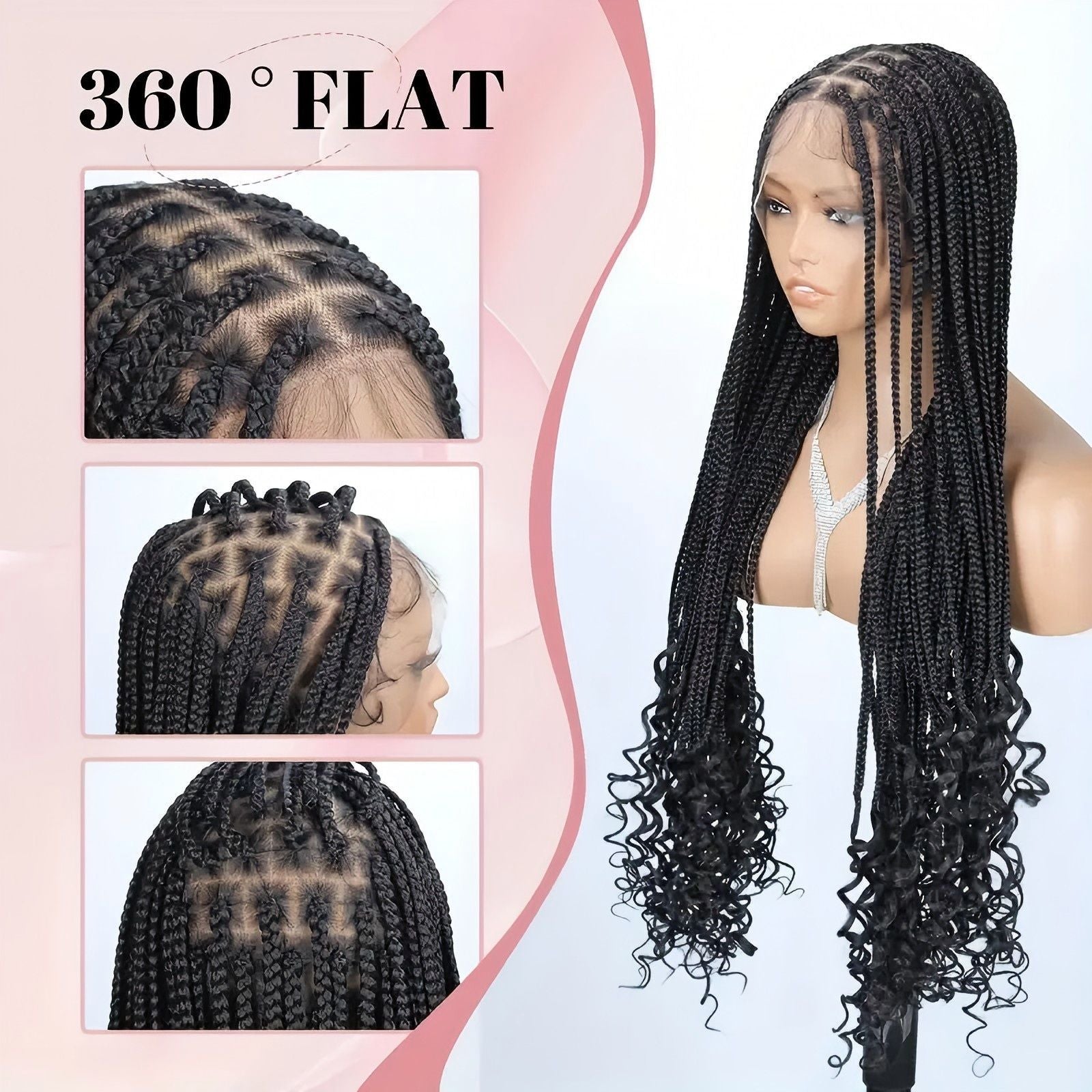 Cross-Border Crochet Hair Wig Three-Strand Braid Tail Flower Braided Braid Curly Dreadlock Hair Extensions Box Braids Full Lace