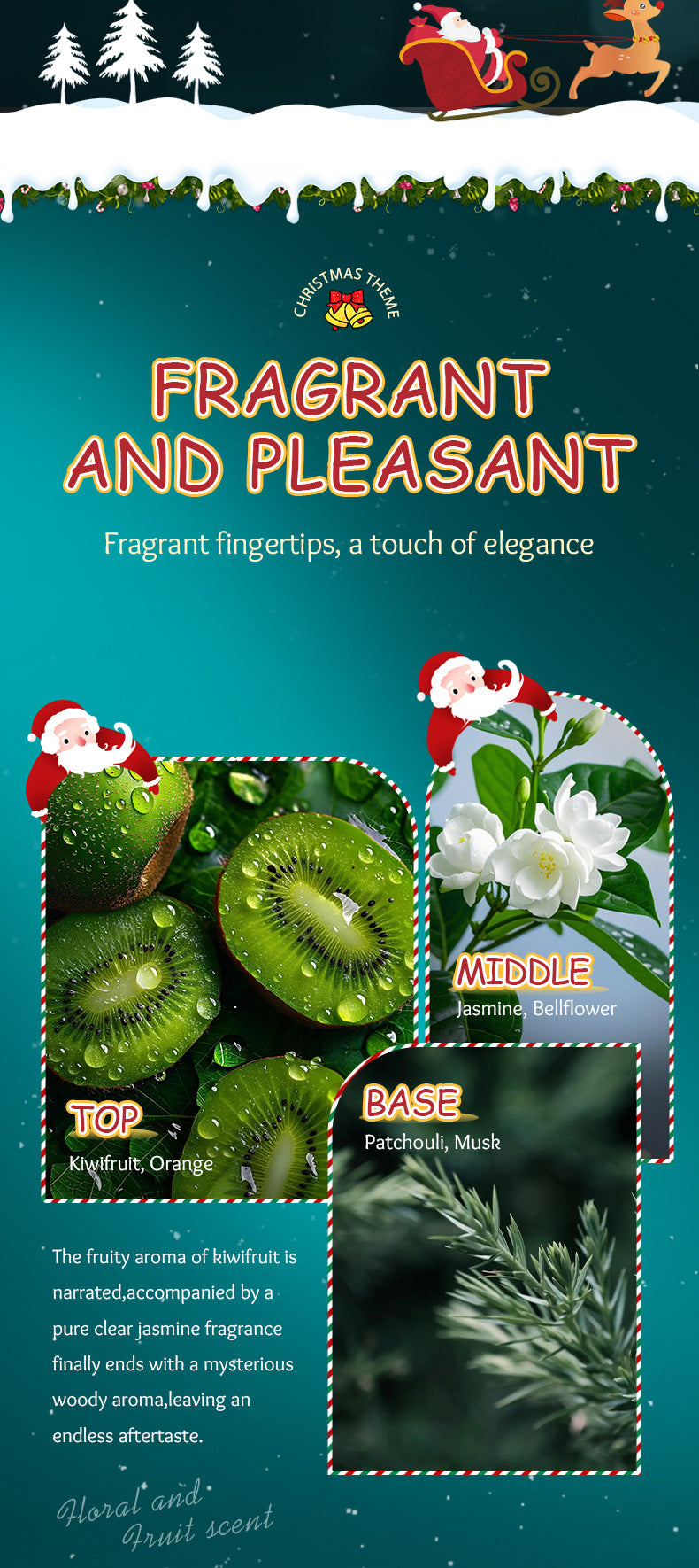 Full English Christmas Kiwi Smooth Hand Cream SADOER Anti-chapped Moisturizing Hand Cream  Wholesale