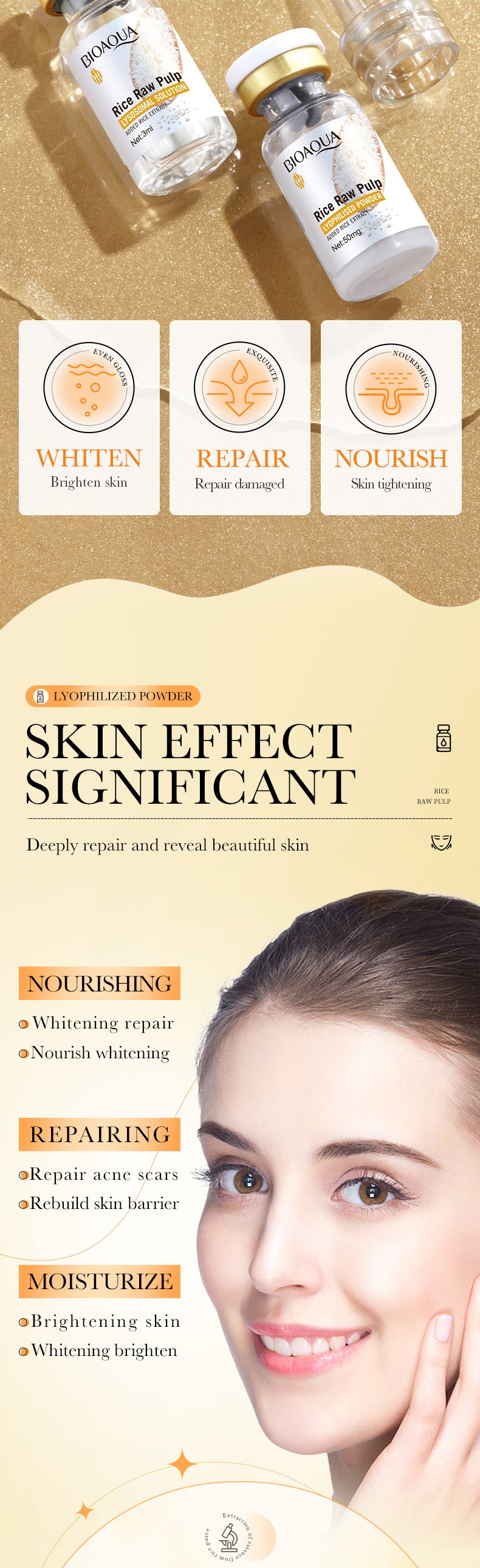 Rice Freeze-Dried Powder Set BIOAOUA Whitening and Repairing Original Powder Freeze-Dried Powder Cross-Border Wholesale