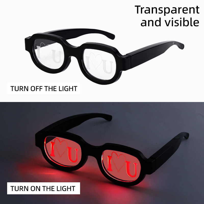 New LED Glowing Red Eye Glasses Same Style Glowing Glasses Personality Funny Party Performance Flashing Props