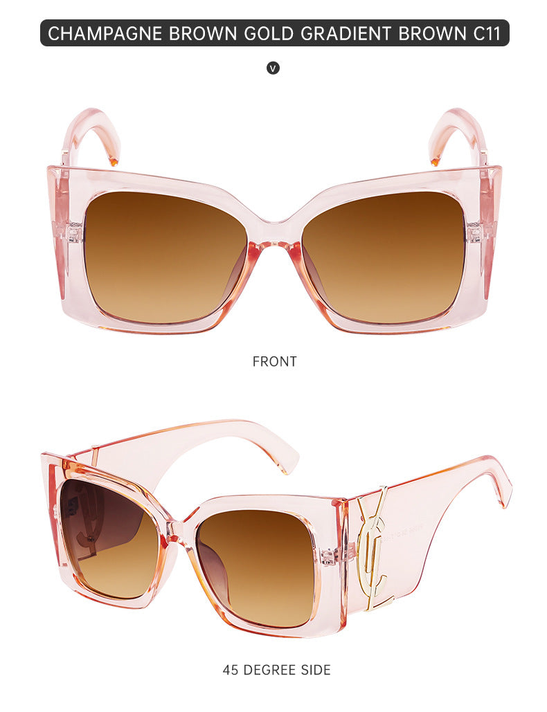 Yang Shulin Style Cat Eye Sunglasses for Women Fashion Large Frame Sunglasses High-end Sun Protection Glasses glasses