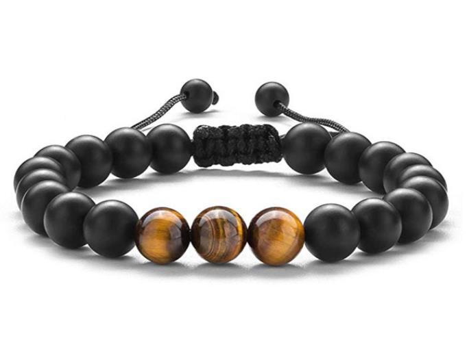 108Pink Quartz Bracelet Lotus Lucky Tree Pendant Labradorite Braided Bracelet Agate Tiger Eye Elastic Bracelet