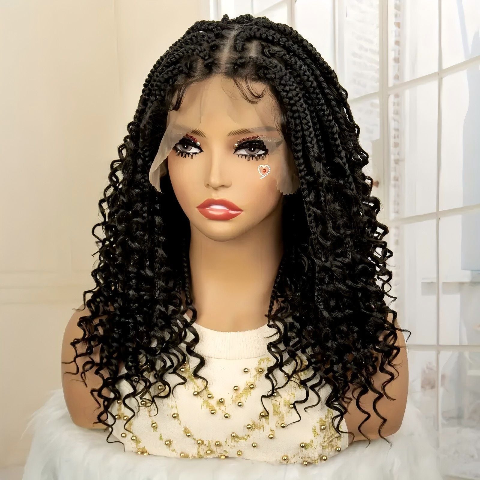 TEMU Cross-Border E-commerce Hot-Selling Synthetic Fiber Hand-Crocheted Lace Three-Strand Braid Ponytail Cover Box braid wigs