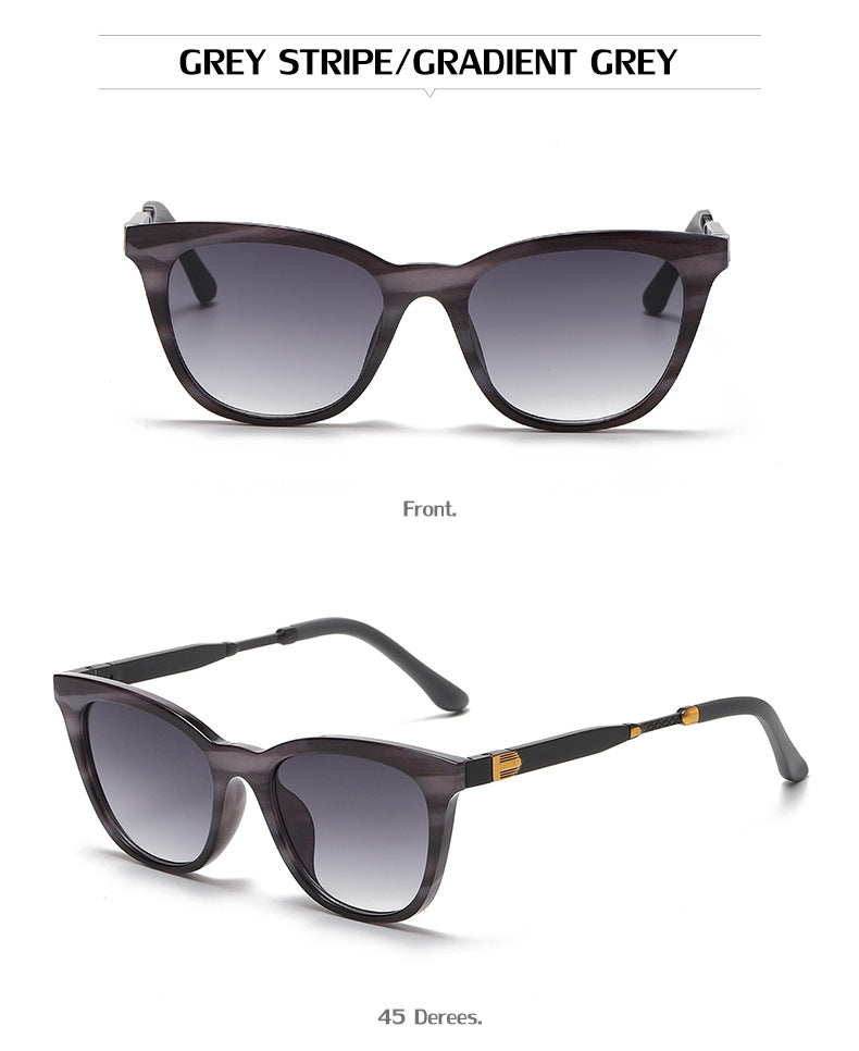 Aluminum-magnesium Spring Mirror Leg Cat Eye Sunglasses Men UV Protection ins Large Frame Sunglasses for Women with High-End Feel