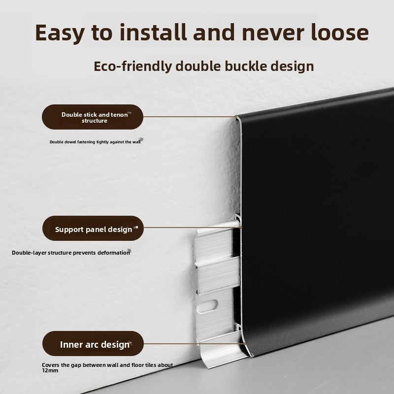 Aluminum Alloy10CM Thickened metal snap-on aluminum alloy skirting board, engineering-grade aluminum alloy skirting board