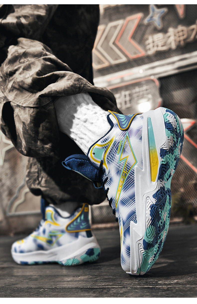 Professional Basketball Shoes for Men, Autumn Non-Slip Wear-Resistant Sports Shoes, Youth Junior High School Specialized Practical Sneakers, Mandarin Duck Color