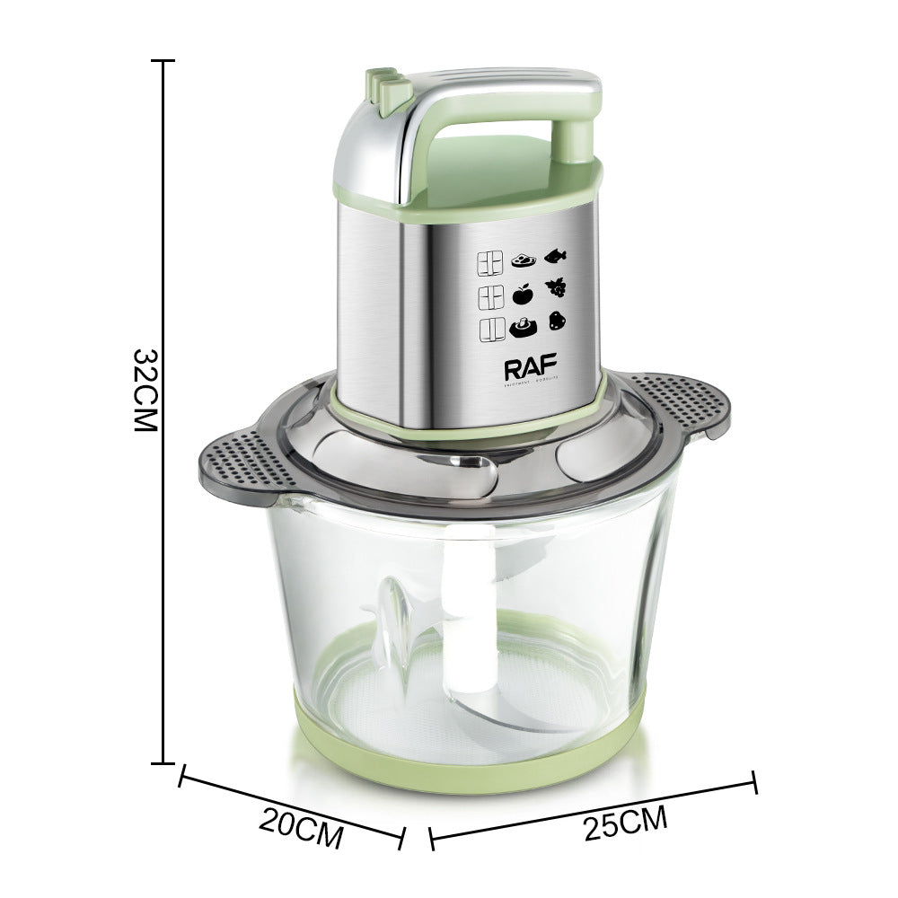 RAF European Standard Meat Grinder Small Multi-Functional Food Processor with Glass Jar for Home Use, Electric Meat Grinder and Blender R.7702
