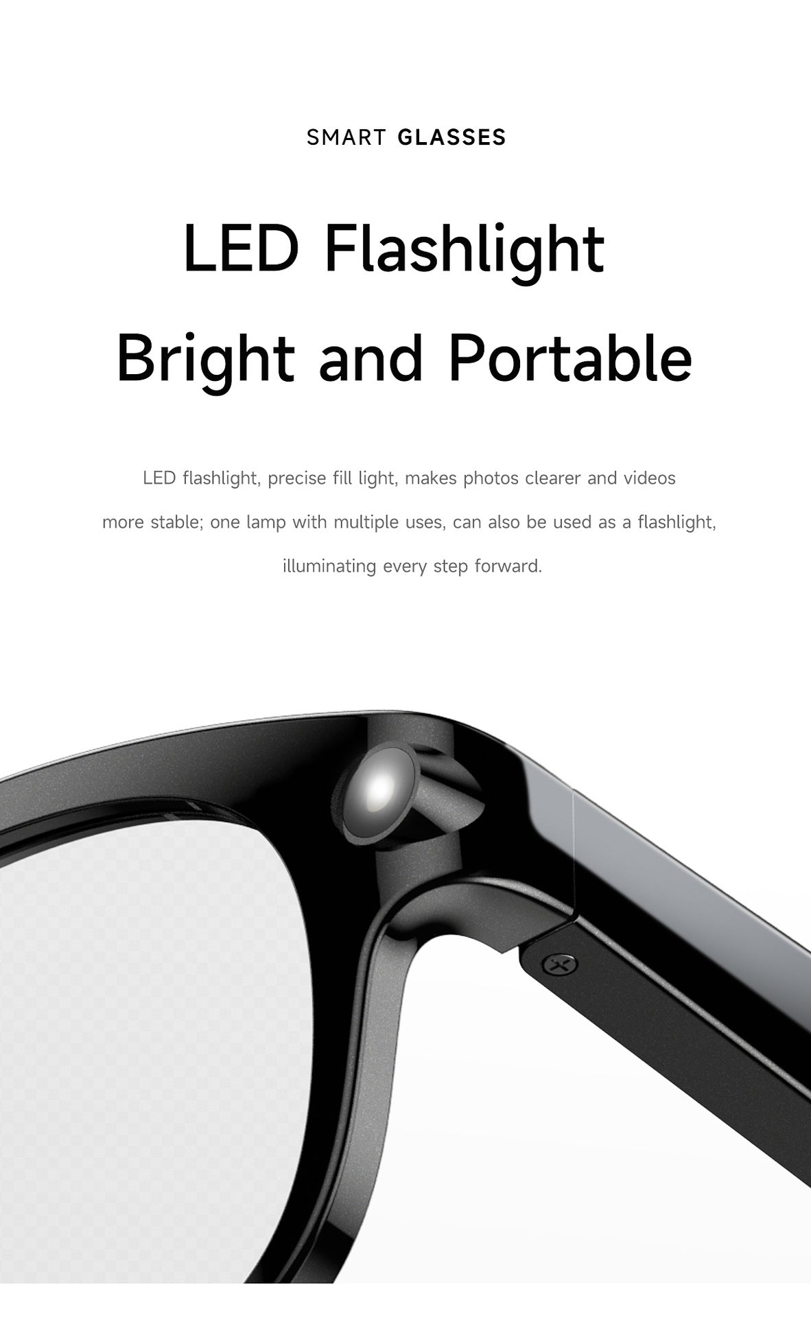 M89Smart Glasses200100 Megapixel Camera with Image Stabilization720P Video Recording WiFi6Transmission AI Simultaneous interpretation