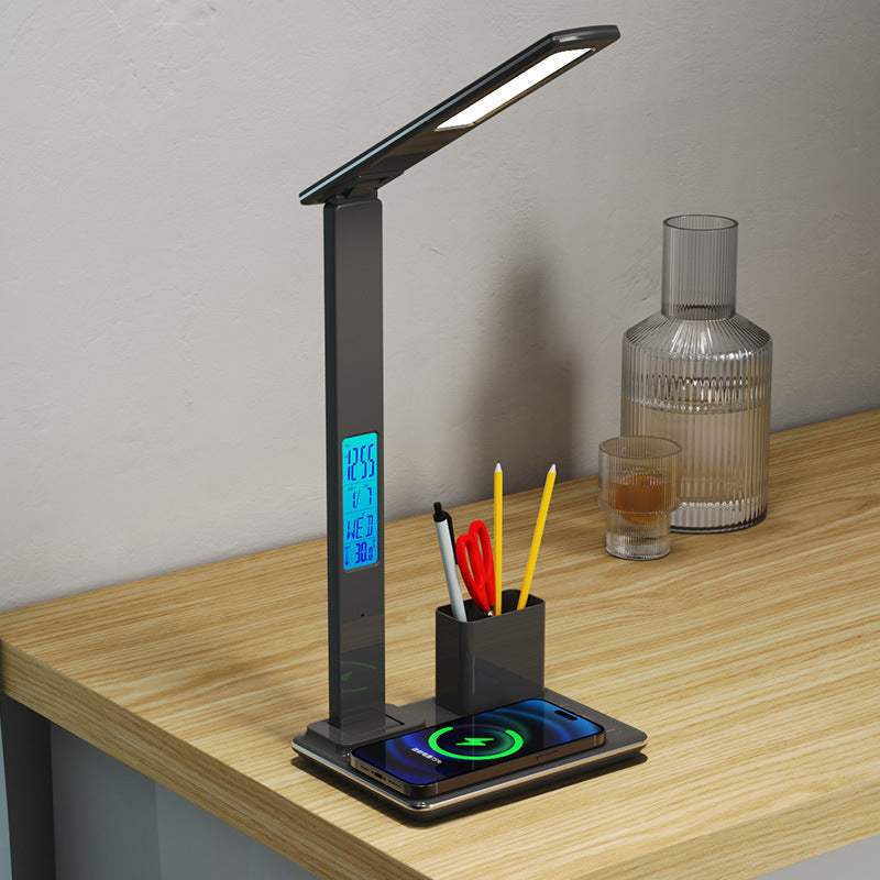 Office Pen Holder Desk Lamp Wireless Charging Touch Eye Protection Desk Lamp Student Dormitory 7-in-1 Multifunctional Night Light