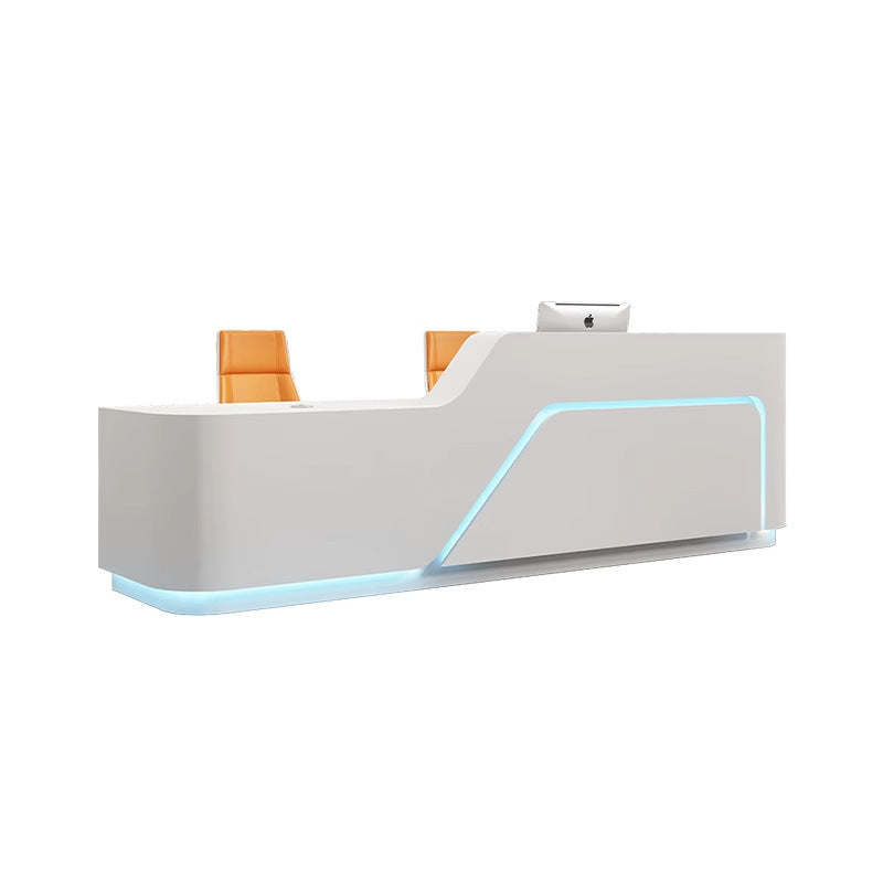 Company Front Desk Reception Desk In Stock Simple Modern White Lacquer Office Desk Bar Counter Beauty Salon Counter Cashier Desk