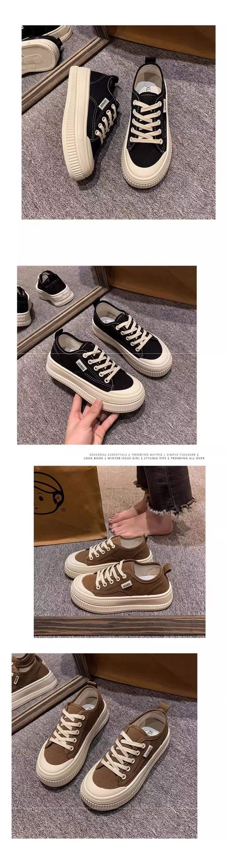 Yuechen Thick-Soled Canvas Shoes for Women, Versatile Breathable White Sneakers2025Spring and summer niche casual sneakers