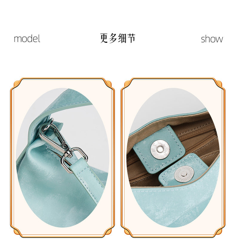 New Chinese Style National Style Satin Lunch Box Bag Niche Satin Gradient Handbag Crossbody Bag Versatile Women's Bag