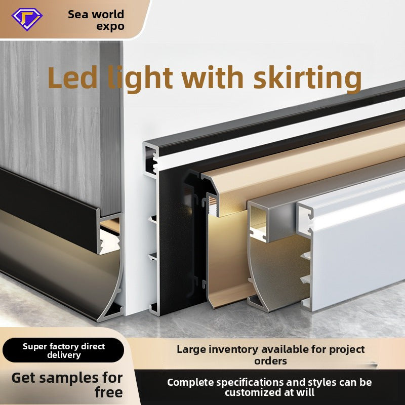 Aluminum alloy luminous baseboard, embedded luminous baseboard LED Aluminum alloy skirting board with light strip