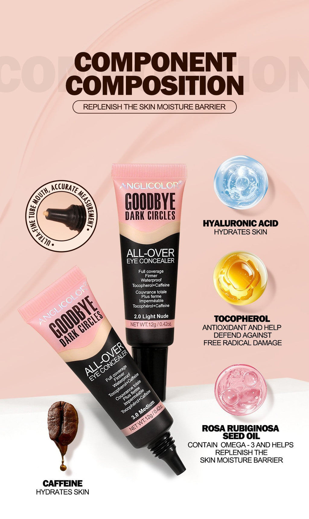 Bestselling Concealer Liquid Covers Facial Acne Marks, Blemishes, Spots, Dark Circles, Non-Cakey, Smooth Application, Concealing and Brightening Liquid