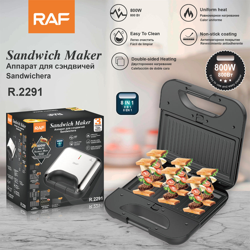 RAF Europe US Standard Household Heating Sandwich Maker Steak Maker 8-in-1 Multifunctional Waffle Maker R2291