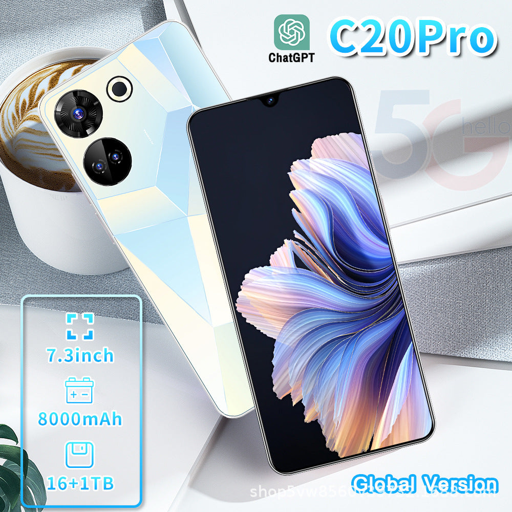 Spot Goods16+1T Hot New Arrival C20Pro Mobile Phone7.3Large Screen Smartphone Factory Direct Sale